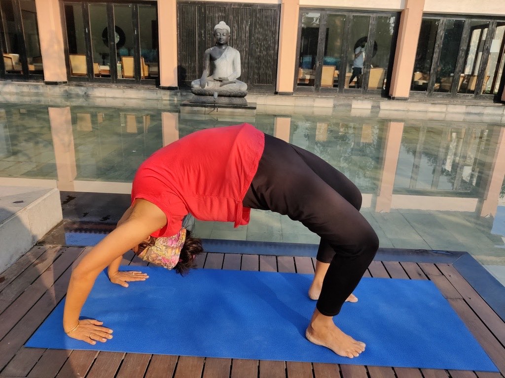 Sheetal Mody in wheel pose, a deep backbend